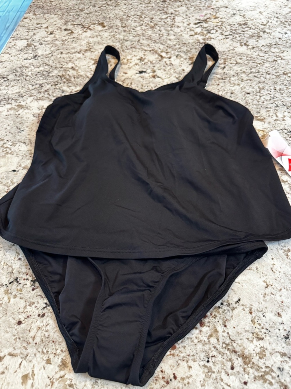 Lands' End Black One-Piece Swimsuit with Adjustable Straps